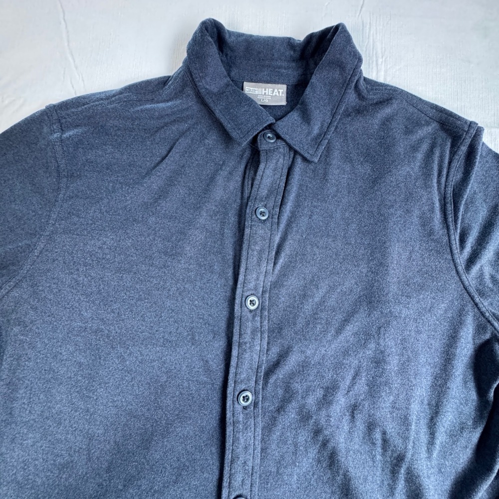 32 Degrees Heat Mens Long Sleeve Button Up Shirt Blue Large RN 165550